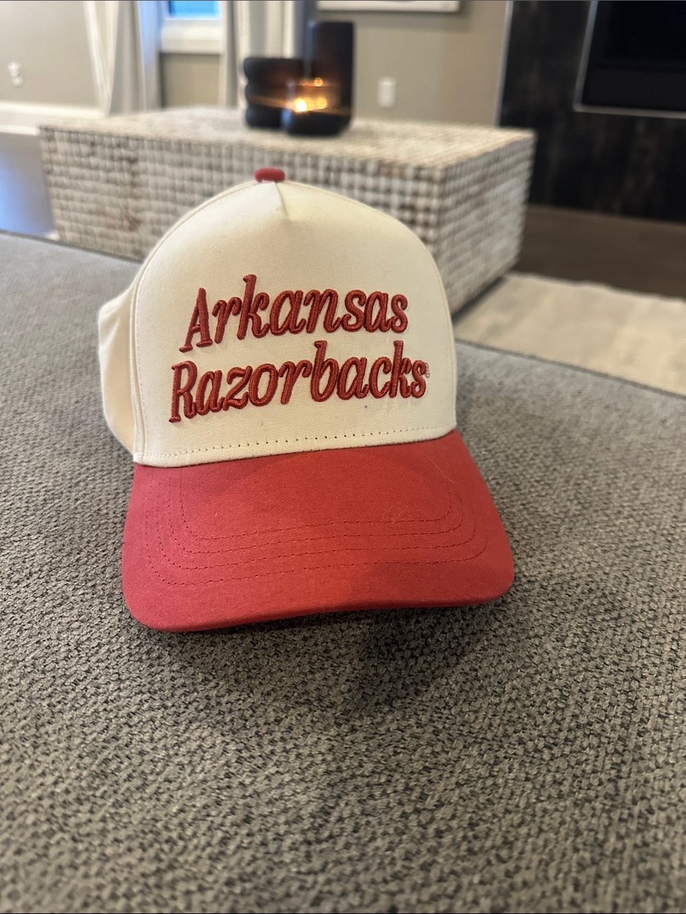 Arkansas Razorbacks Two-Tone Retro Baseball Cap - Red & Cream - Picture 4 of 8